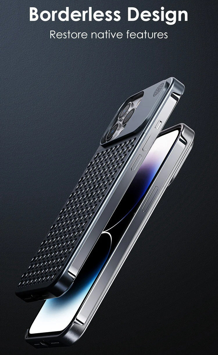 Metal Heat Dissipation Phone Cooling Fragrance Rimless Hollow Aluminium Shockproof Case - iPhone