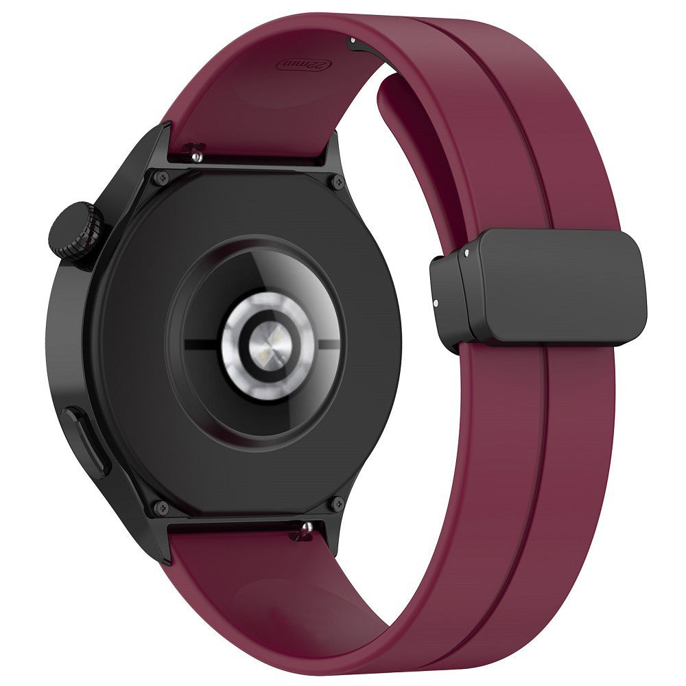 AJM Silicone Smooth Strap Magnetic Adjustable Folding Buckle Strap - 20mm Belt Watches
