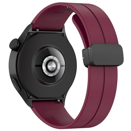 AJM Silicone Smooth Strap Magnetic Adjustable Folding Buckle Strap - 22mm Belt Watches