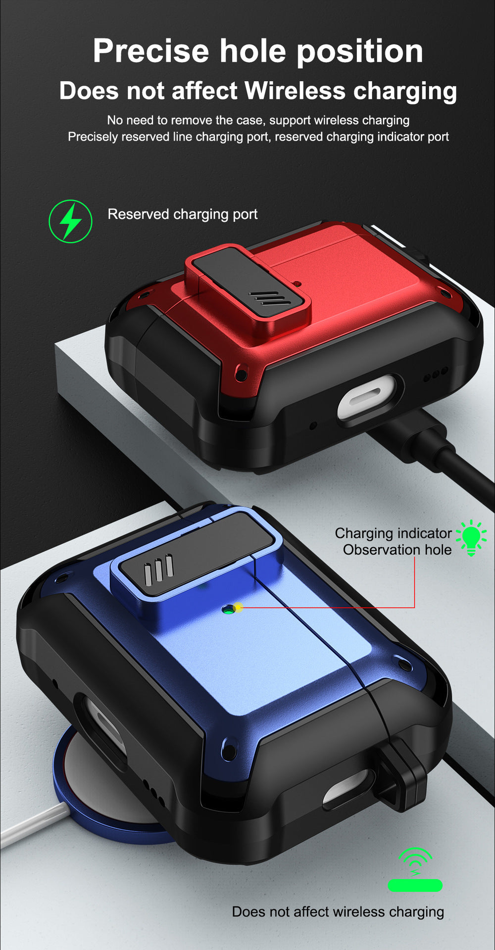 Luxury TPU PC Shockproof Armor Anti-scratch Secure Lock Clip Case - AirPods 3
