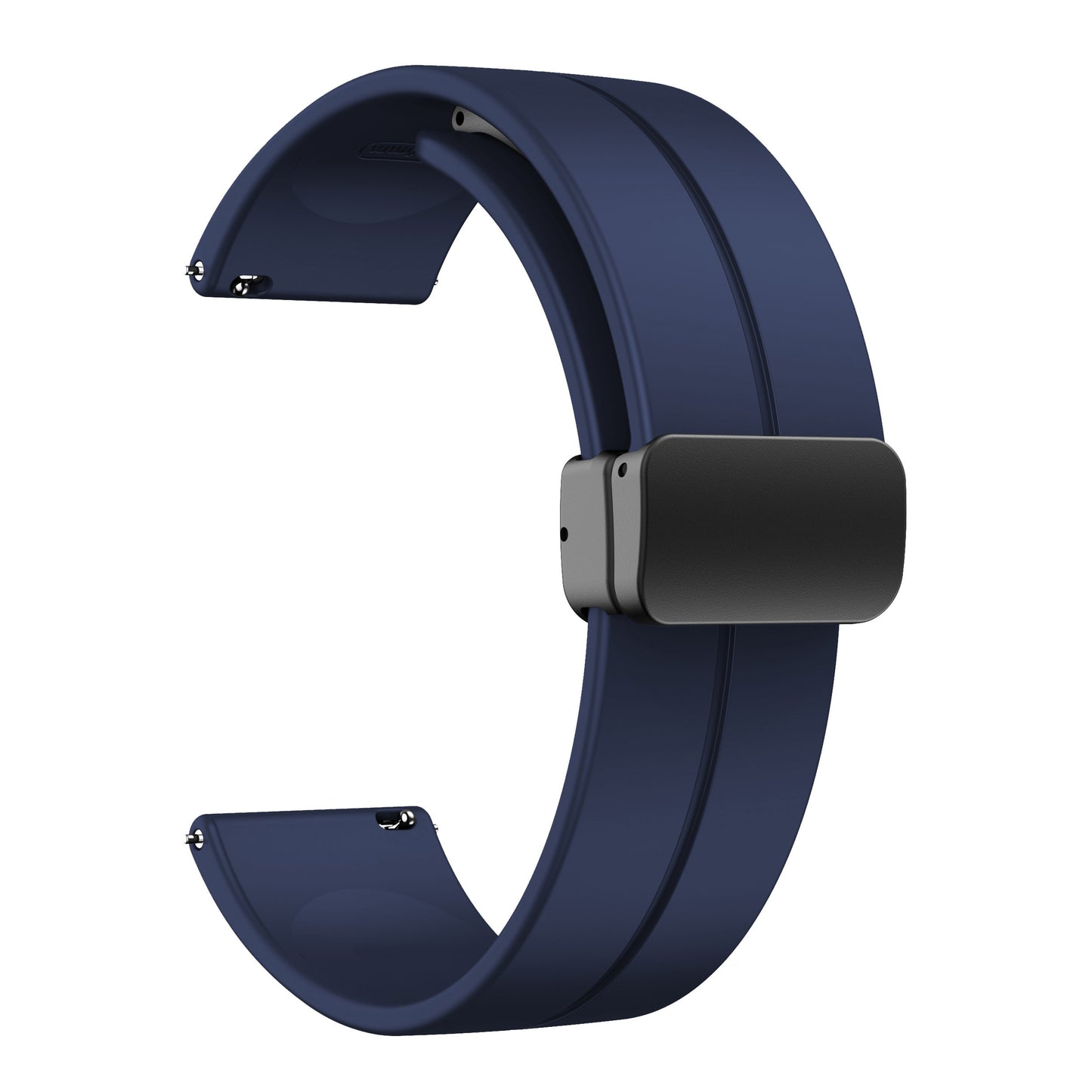 AJM Silicone Smooth Strap Magnetic Adjustable Folding Buckle Strap - 20mm Belt Watches