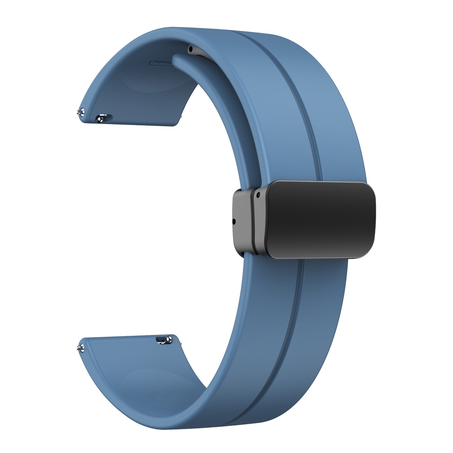 AJM Silicone Smooth Strap Magnetic Adjustable Folding Buckle Strap - 20mm Belt Watches