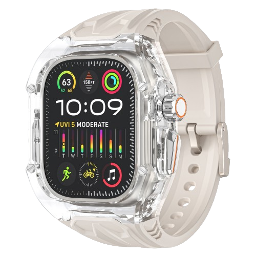AJM  Modification Kit Case Luxury Transparent Mod Kit Fluororubber Strap for Apple Watch Ultra 49mm