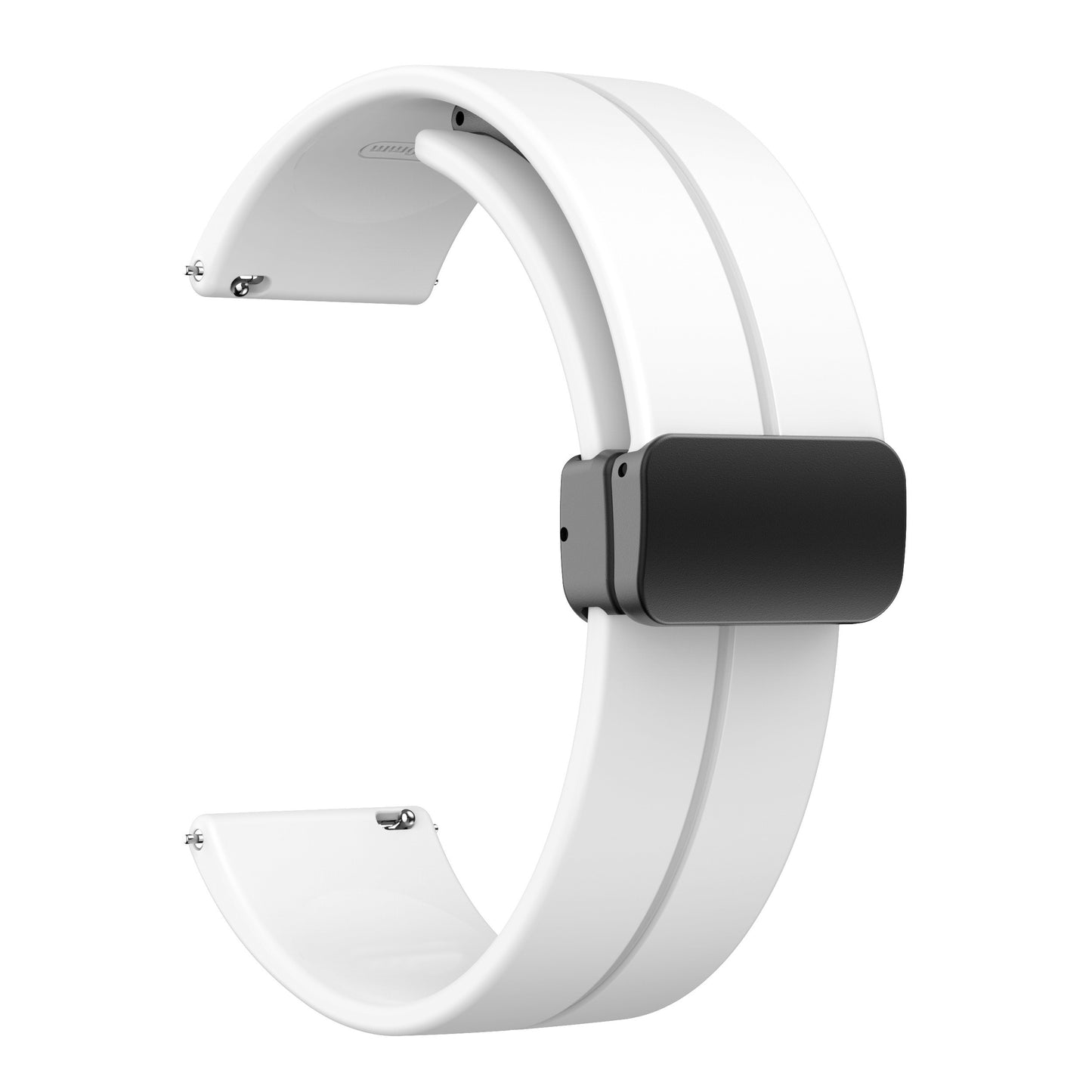 AJM Silicone Smooth Strap Magnetic Adjustable Folding Buckle Strap - 20mm Belt Watches