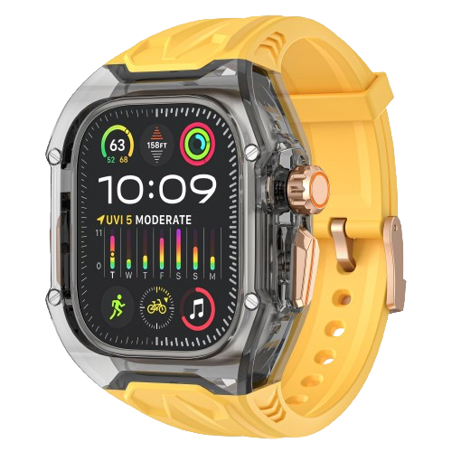 AJM  Modification Kit Case Luxury Transparent Mod Kit Fluororubber Strap for Apple Watch Ultra 2 49mm