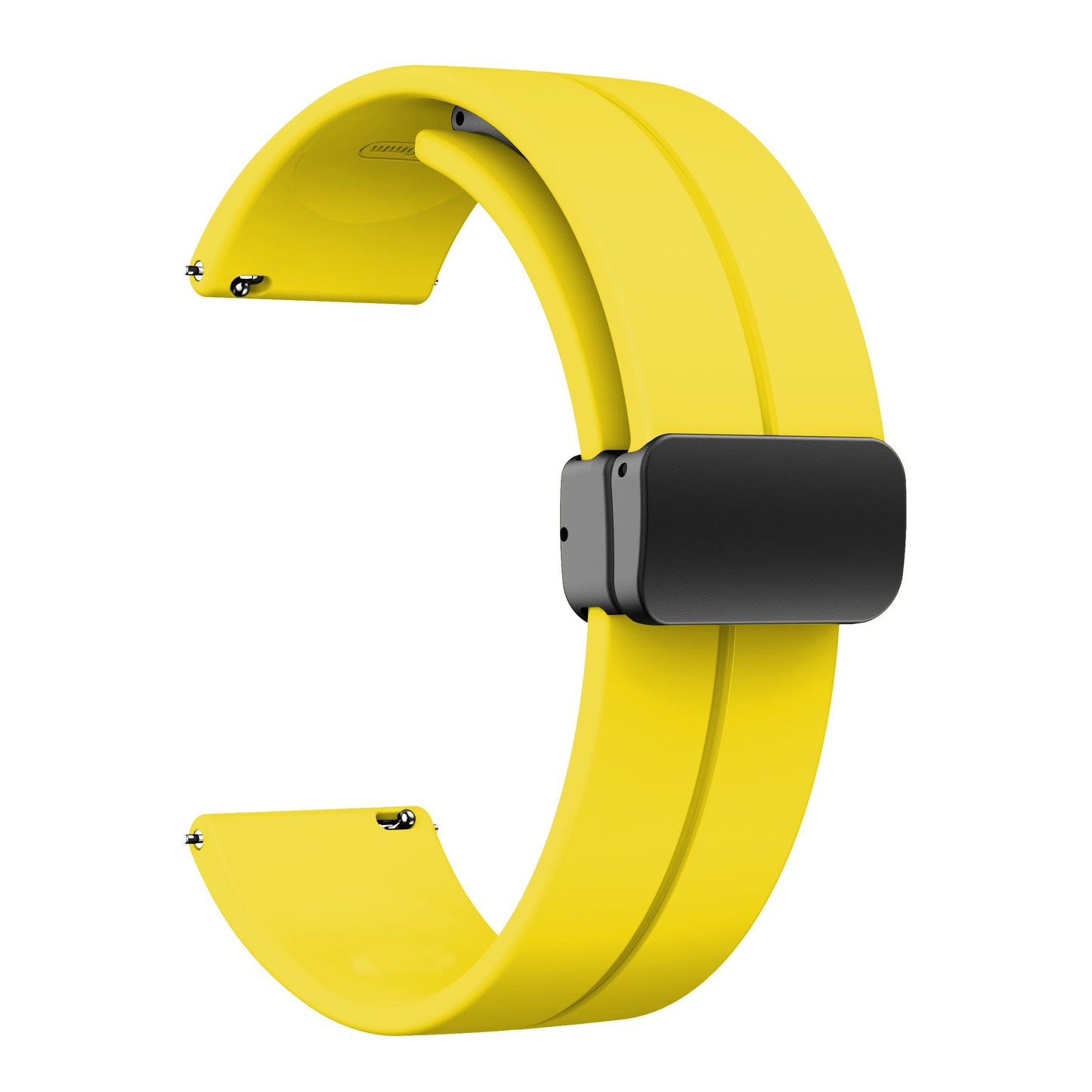 AJM Silicone Smooth Strap Magnetic Adjustable Folding Buckle Strap - 20mm Belt Watches